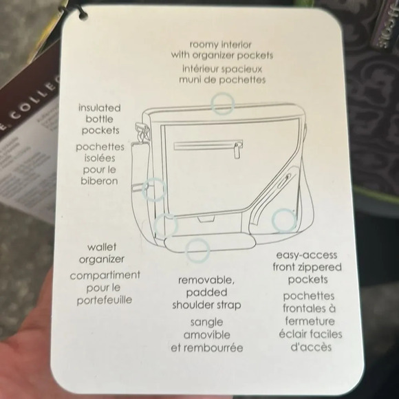 JJ Cole black/lime/gray pattern multi compartment adjustable strap diaper bag - Picture 12 of 13